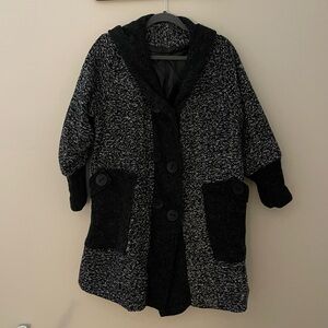 Black and Gray Hooded Coat